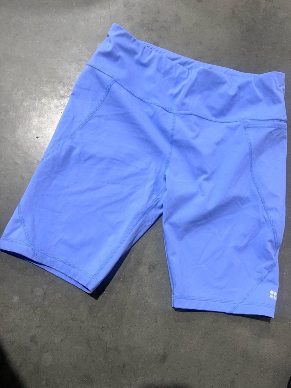 Sweaty Betty Periwinkle High-Rise Bike Shorts with a 9inch inseam